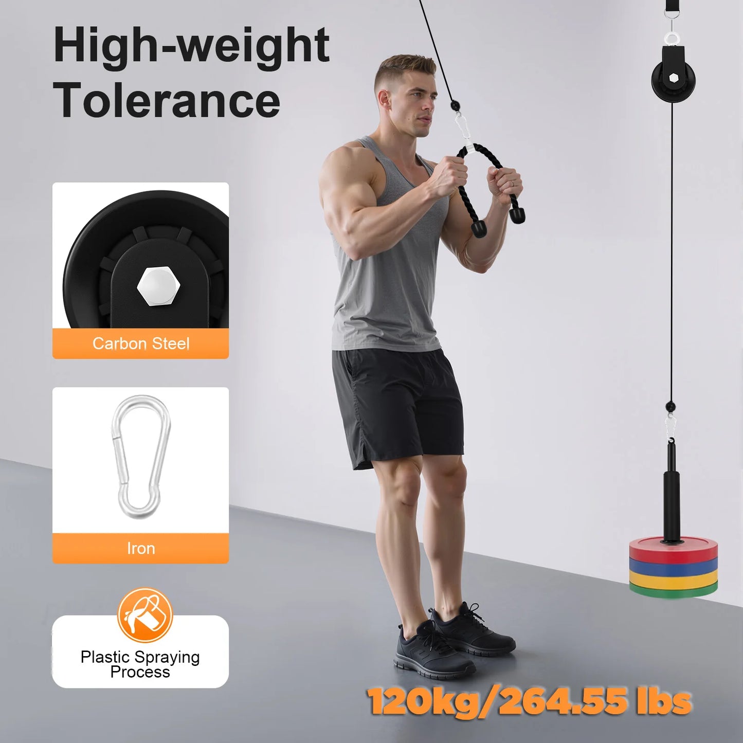 Cable Weight Pulley System for Home Gym Pulley System Gym with Safety Ropes Unisex-Adult Fitness Strength Training Equipment