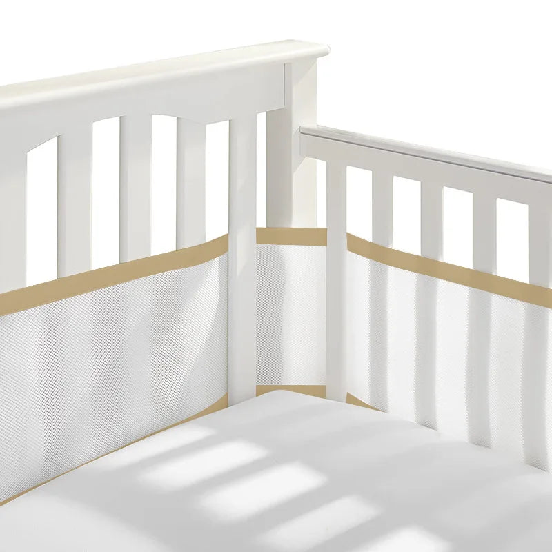 2Pcs Set Breathable Mesh Crib Girth Protector Soft Comfortable 4-Panel Crib Bed Circumference Safety Around Bumper Baby Bedding