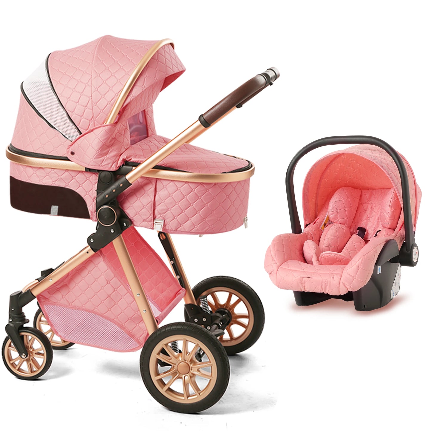 Fashion Baby Stroller 3 in 1 Baby Travel System Newborn Baby Cart Portable Pushchair Baby Cradel Infant Carrier