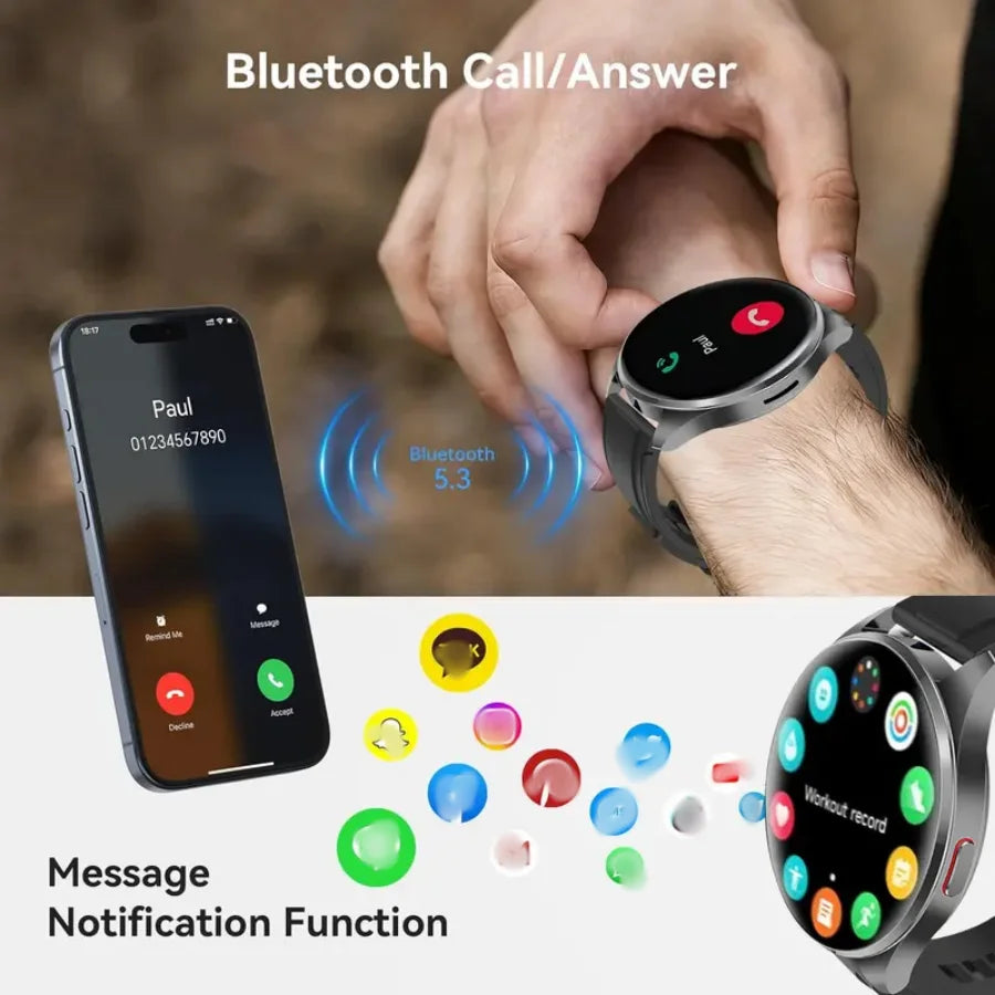 Smart Watch for Men & Women, Wireless Calling Dialing 100+ Sport Modes Fitness Tracker with Various APP Reminders Call Message Reminder Touch Screen Compatible with IOS Android Wearable Smart Bracelet Digital Wristwatch Fall