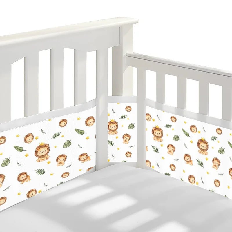2Pcs Set Breathable Mesh Crib Girth Protector Soft Comfortable 4-Panel Crib Bed Circumference Safety Around Bumper Baby Bedding