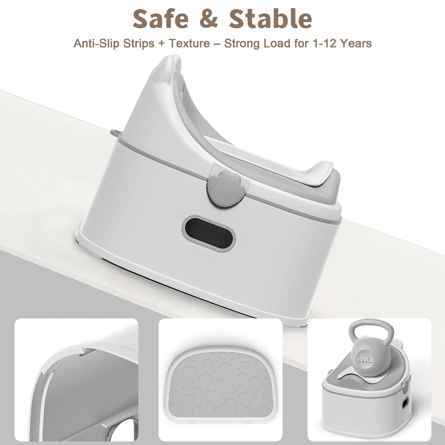 3-in-1 Portable Potty Training Toilet, Potty Training Seat and Toddler Step Stool, Anti-Slip Toddler Potty Trainer for Boy Girl