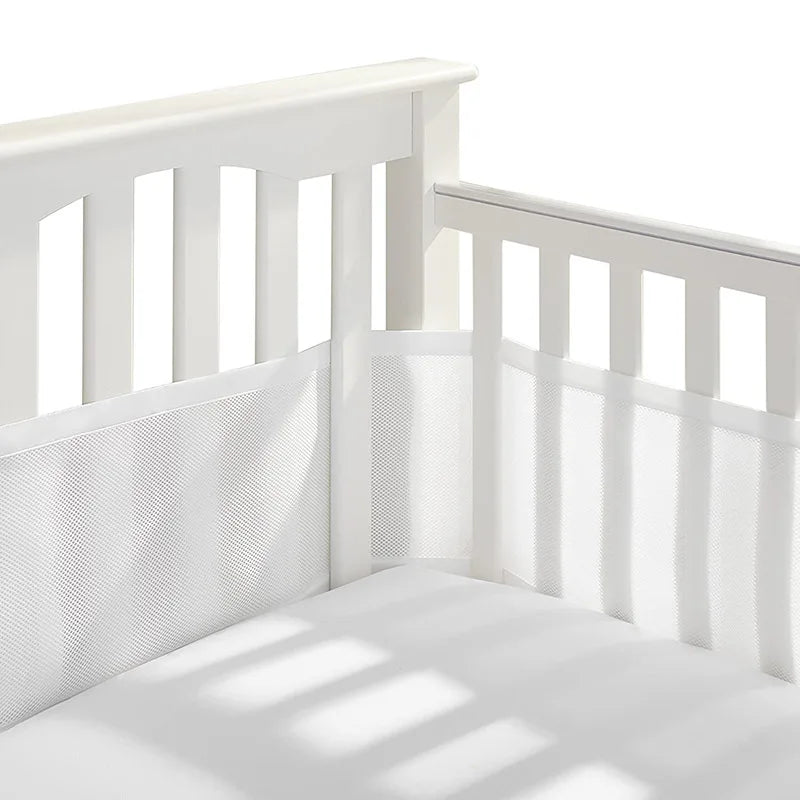 2Pcs Set Breathable Mesh Crib Girth Protector Soft Comfortable 4-Panel Crib Bed Circumference Safety Around Bumper Baby Bedding