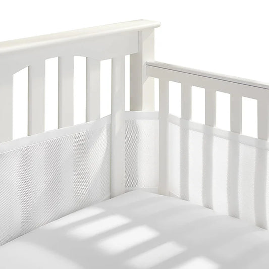 2Pcs Set Breathable Mesh Crib Girth Protector Soft Comfortable 4-Panel Crib Bed Circumference Safety Around Bumper Baby Bedding