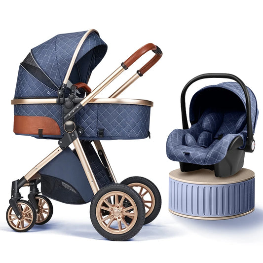 Baby Stroller 3 in 1 High Landscape Baby Cart Can Sit Can Lie Portable Pushchair Baby Cradel Infant Carrier