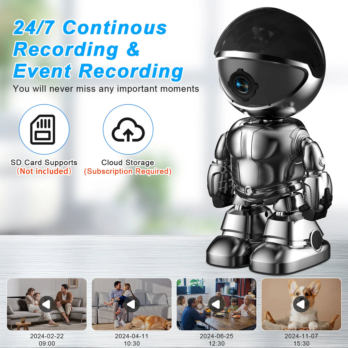 Robot Camera Wifi 3MP Indoor Home Security Camera Night Vision Two Way Audio Auto Tracking Indoor Baby Monitor