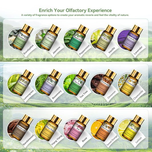 15PCS Aromatherapy Essential Oil Set For Diffuser-5ml Cinnamon Lavender Eucalyptus Peppermint Lemon Vanilla Aroma Oils