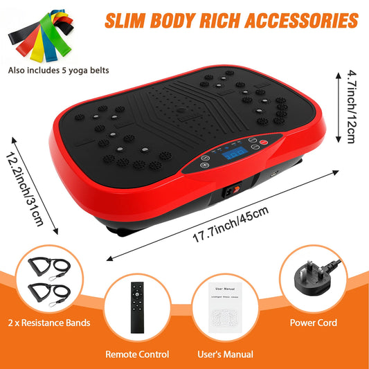 Portable Vibration Plate Exercise Machine Full-Body Workout with Bluetooth Resistance Bands Yoga Straps for Weight Loss &Shaping