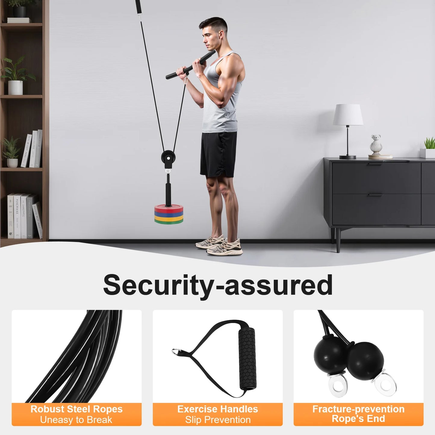 Cable Weight Pulley System for Home Gym Pulley System Gym with Safety Ropes Unisex-Adult Fitness Strength Training Equipment