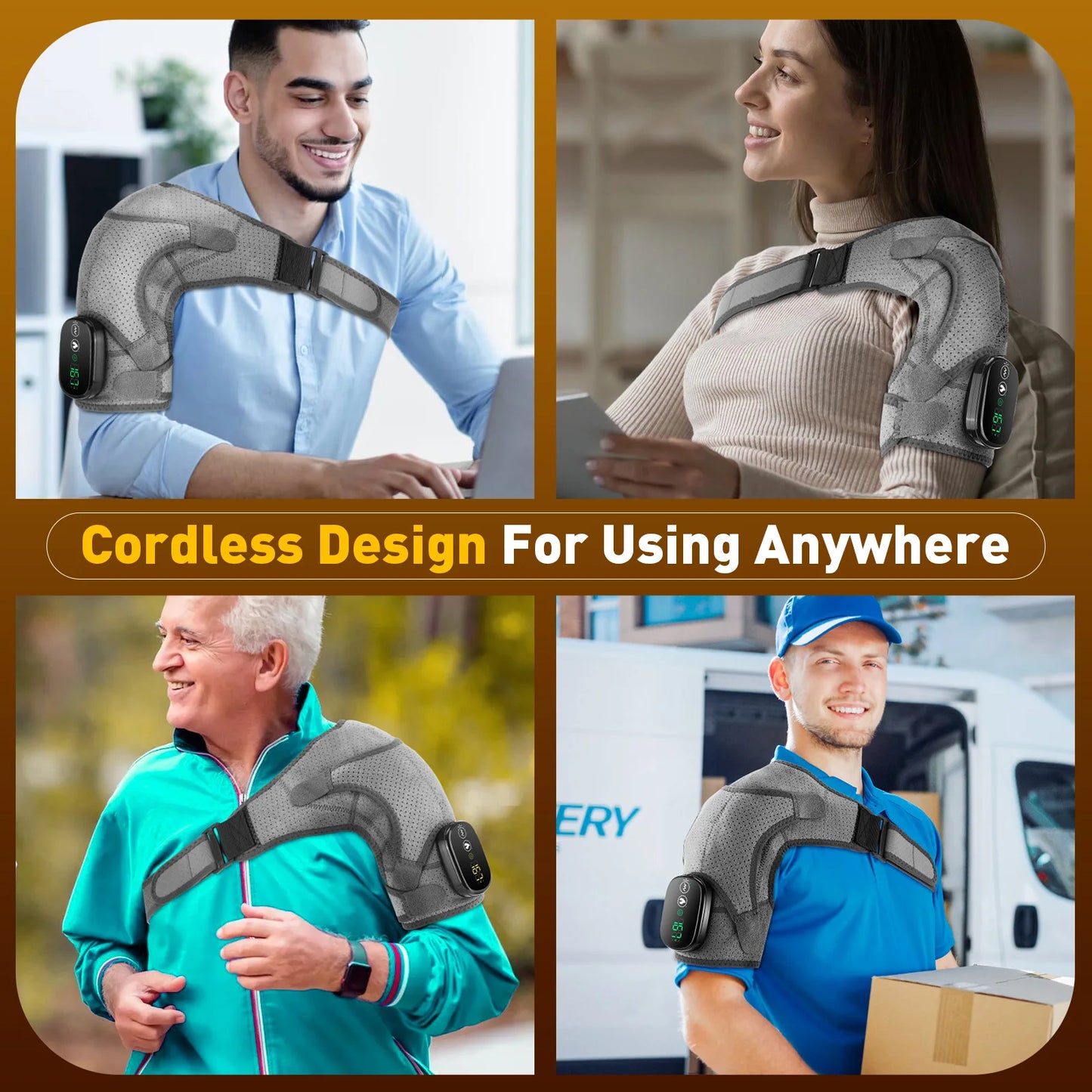 Electric Shoulder Heating Pad 3 Modes Vibration Shoulder Knee Elbow Relax Belt 2 In1 Hot Compress Massager