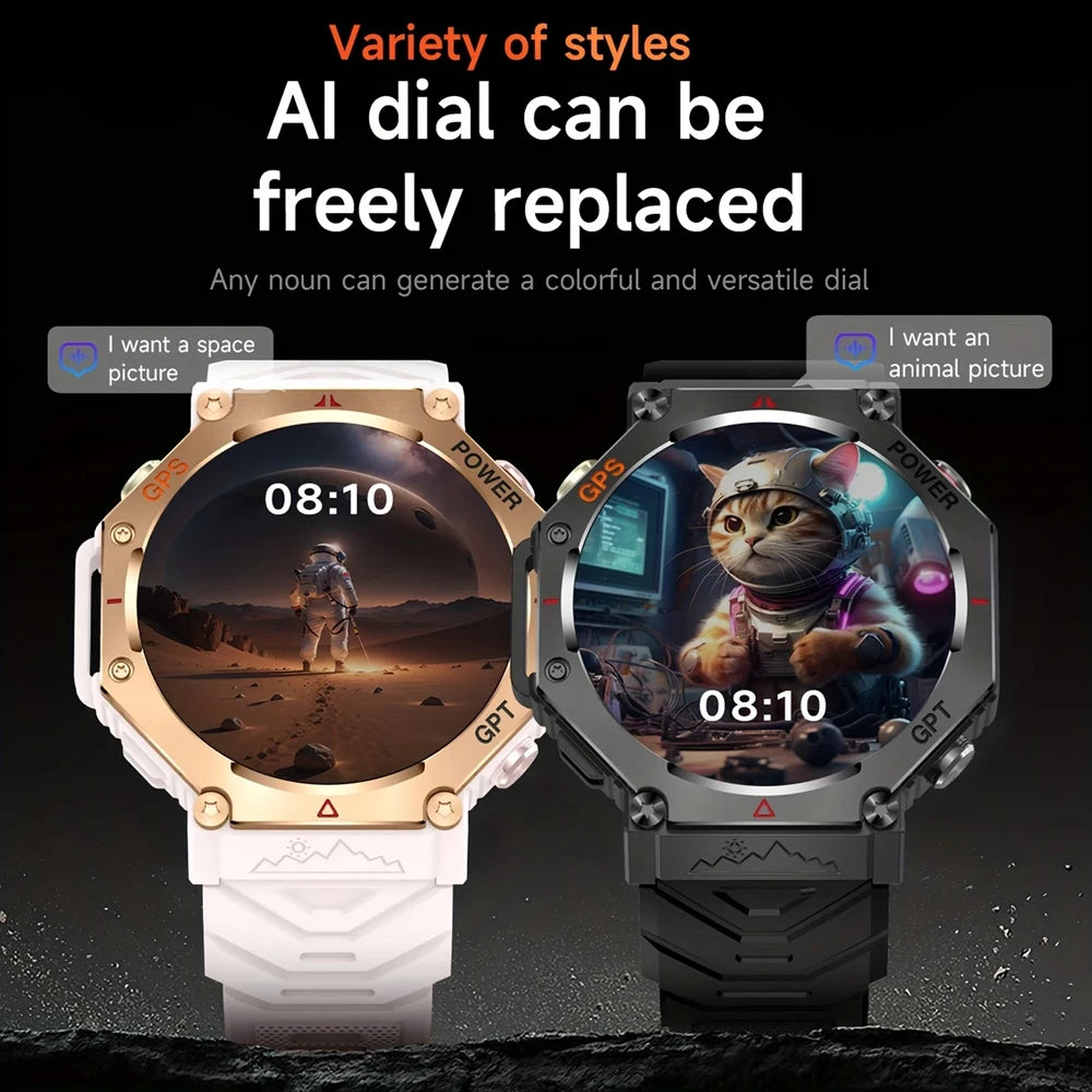 GPS Smart Watch Men Built-in GPS Bluetooth Call AI GPT Fitness Tracker Waterproof Military Sports Smartwatch for Men