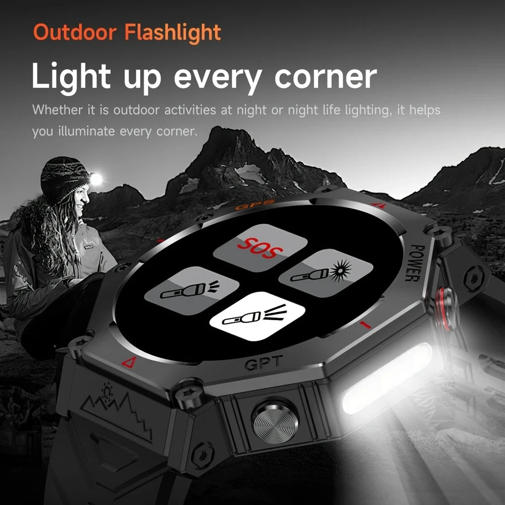 GPS Smart Watch Men Built-in GPS Bluetooth Call AI GPT Fitness Tracker Waterproof Military Sports Smartwatch for Men