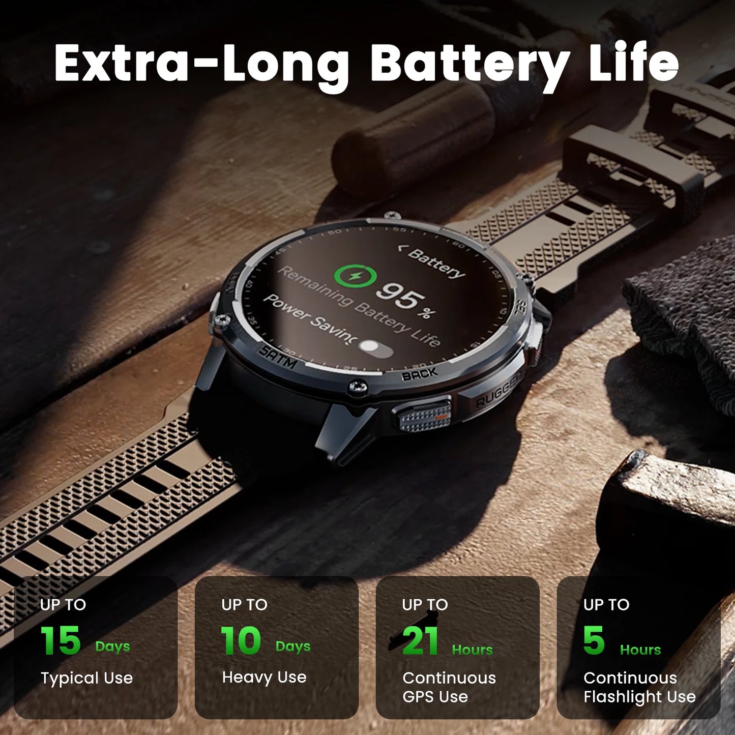 TANK T4C Smartwatch Men’s Outdoor Rugged Watch with Flashlight Dual‑Band GPS 50M Waterproof Fitness & Health Tracker