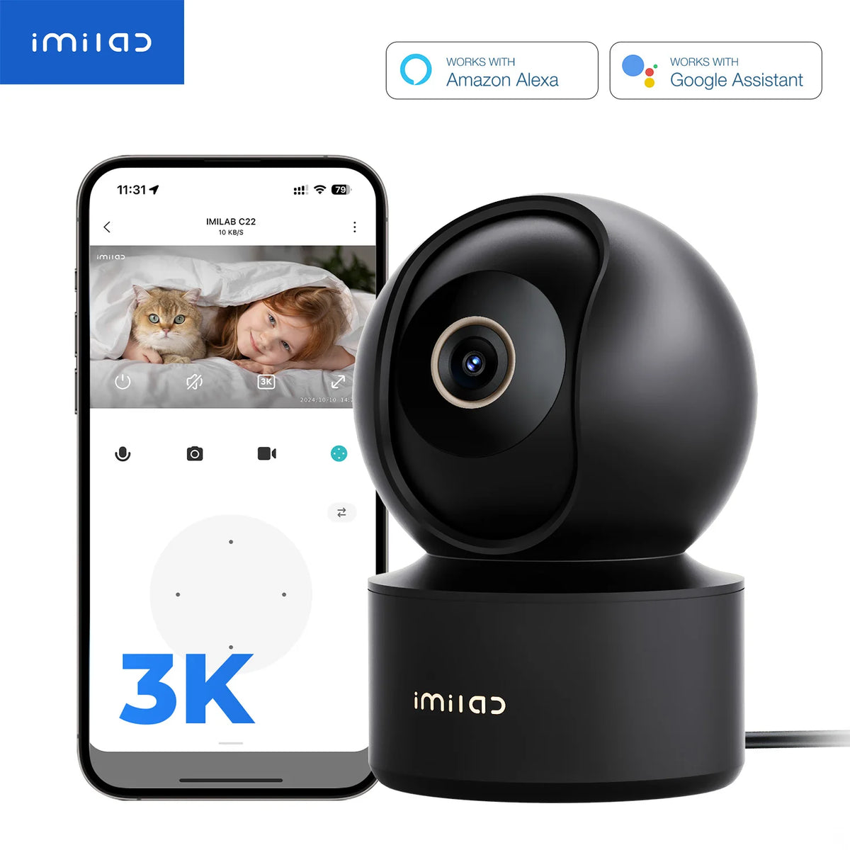 Baby Monitor Indoor Security Camera with AI Detection Night Vision 2-Way Audio 360° PTZ Compatible with Xiaomi Home App