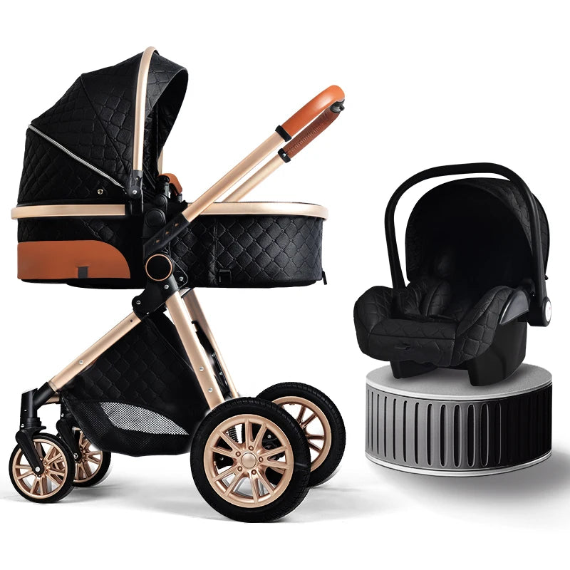 Baby Stroller 3 in 1 High Landscape Baby Cart Can Sit Can Lie Portable Pushchair Baby Cradel Infant Carrier