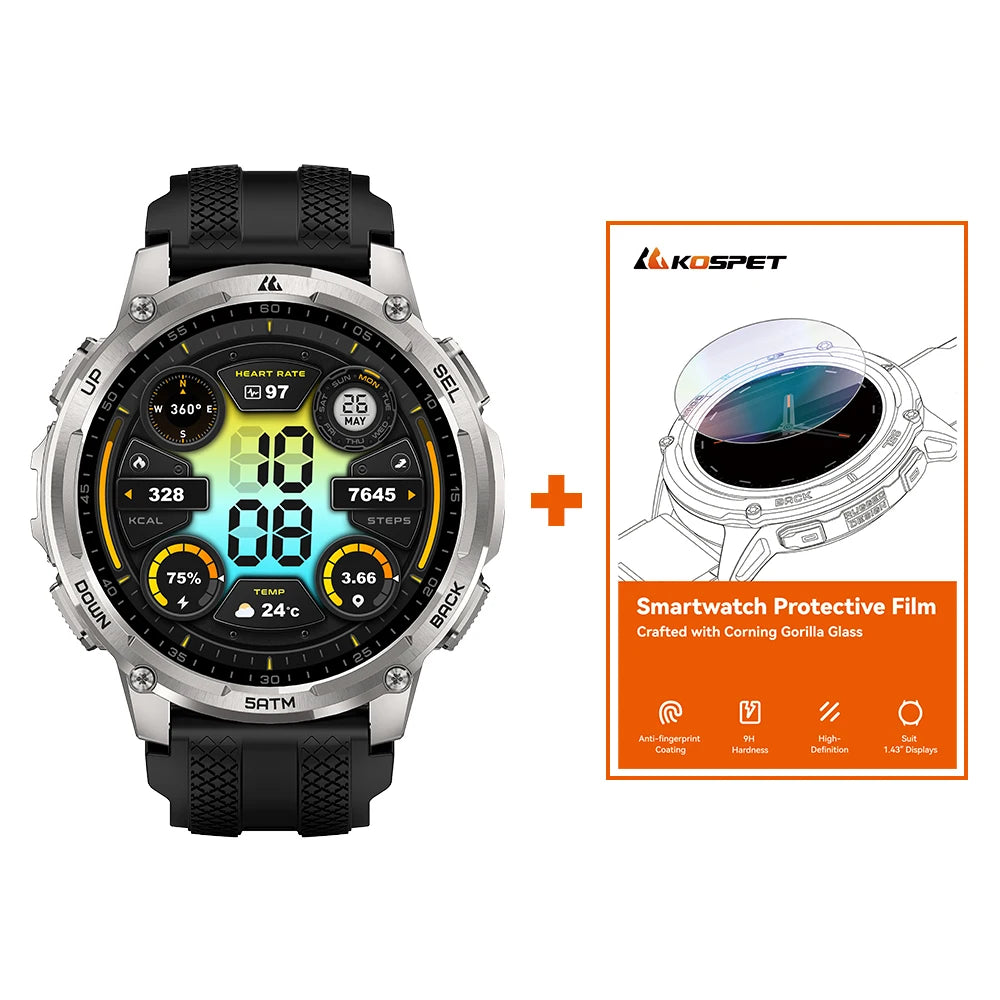 TANK T4C Smartwatch Men’s Outdoor Rugged Watch with Flashlight Dual‑Band GPS 50M Waterproof Fitness & Health Tracker