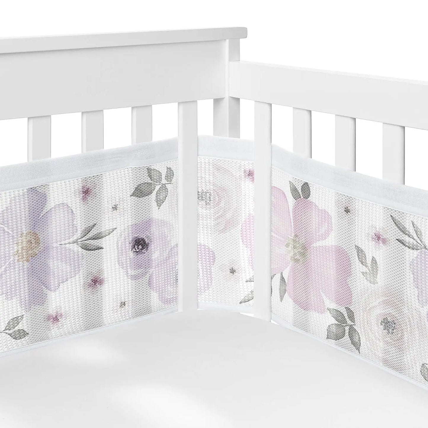 2Pcs Set Breathable Mesh Crib Girth Protector Soft Comfortable 4-Panel Crib Bed Circumference Safety Around Bumper Baby Bedding