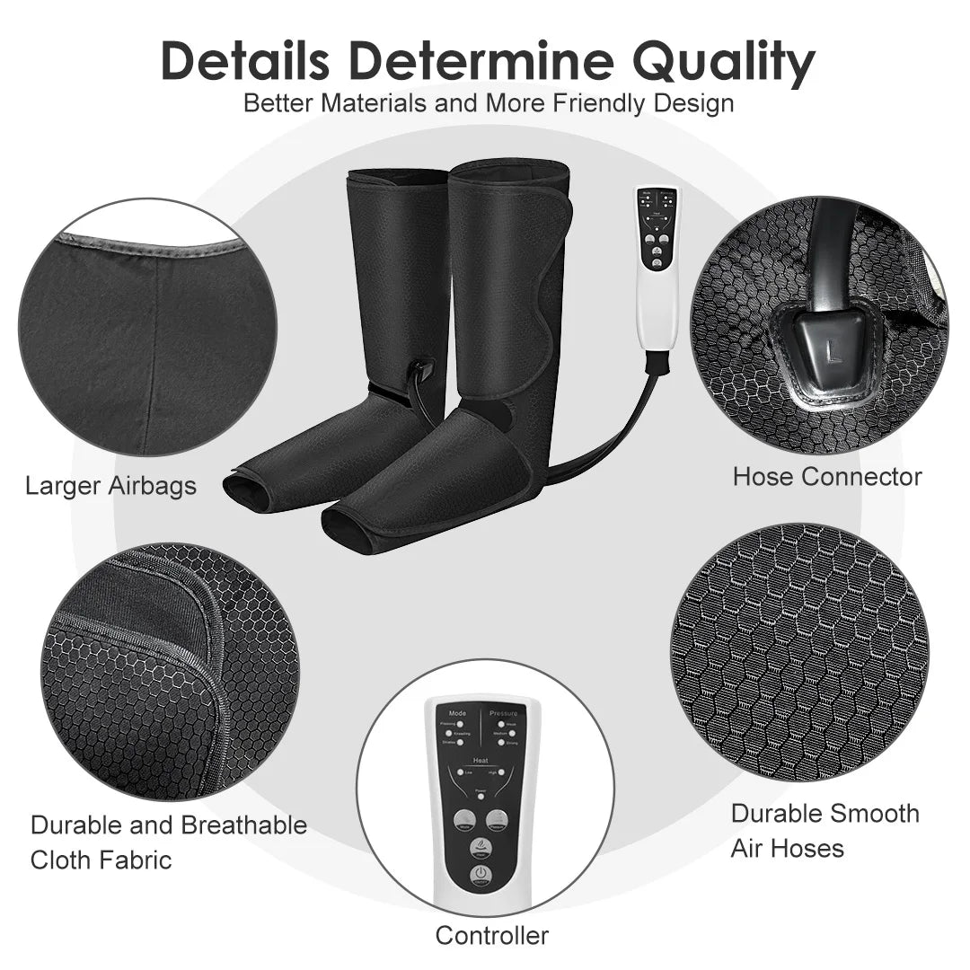 Air Compression Massager for Foot Heat,Air Compression Calf Massage & Thigh Massage,Handheld Controller 3 Modes