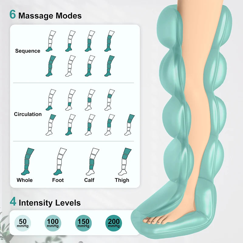 Air Pressured Leg Massager Cordless Foot Massage Boots Kneading Squeeze Deep Relaxation Calf with Storage Bag