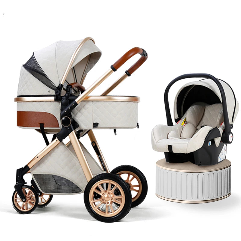 Baby Stroller 3 in 1 High Landscape Baby Cart Can Sit Can Lie Portable Pushchair Baby Cradel Infant Carrier