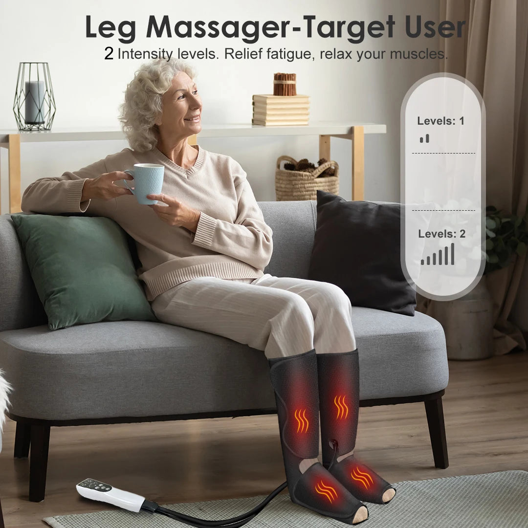 Air Compression Massager for Foot Heat,Air Compression Calf Massage & Thigh Massage,Handheld Controller 3 Modes